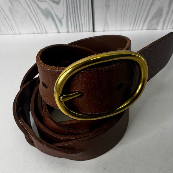 Vintage Fossil Tan Leather Belt With Brass Buckle Size Medium 36 - Picture 1 of 6
